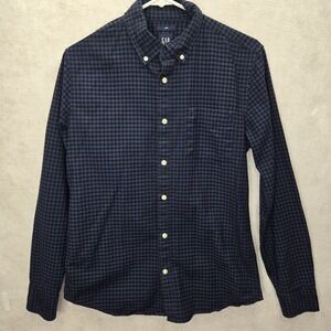 Gap Button-Up Shirt Long Sleeve Men Sz S Plaid Blue Black Slim Fit Casual